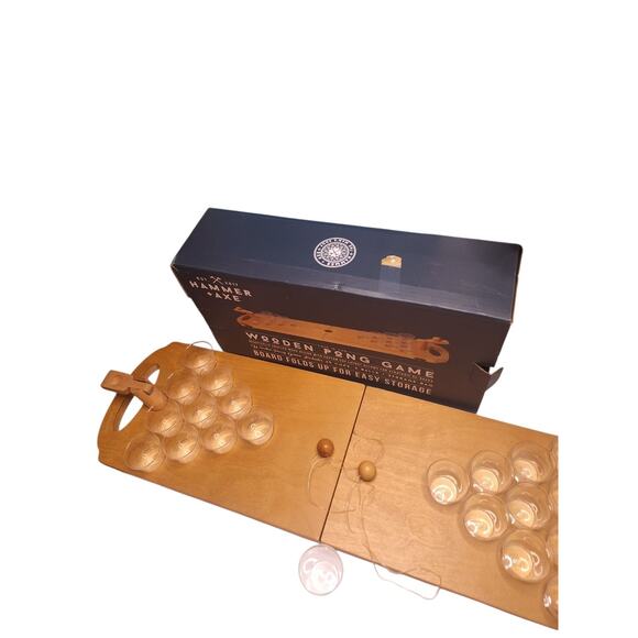 Hammer And Axe Wooden Pong Game Foldable Adult Drinking Game Party Fun READ - Picture 4 of 5